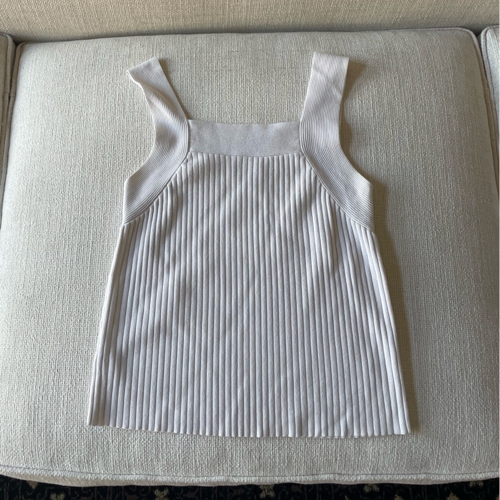 Ann Taylor White Ribbed Tank Top